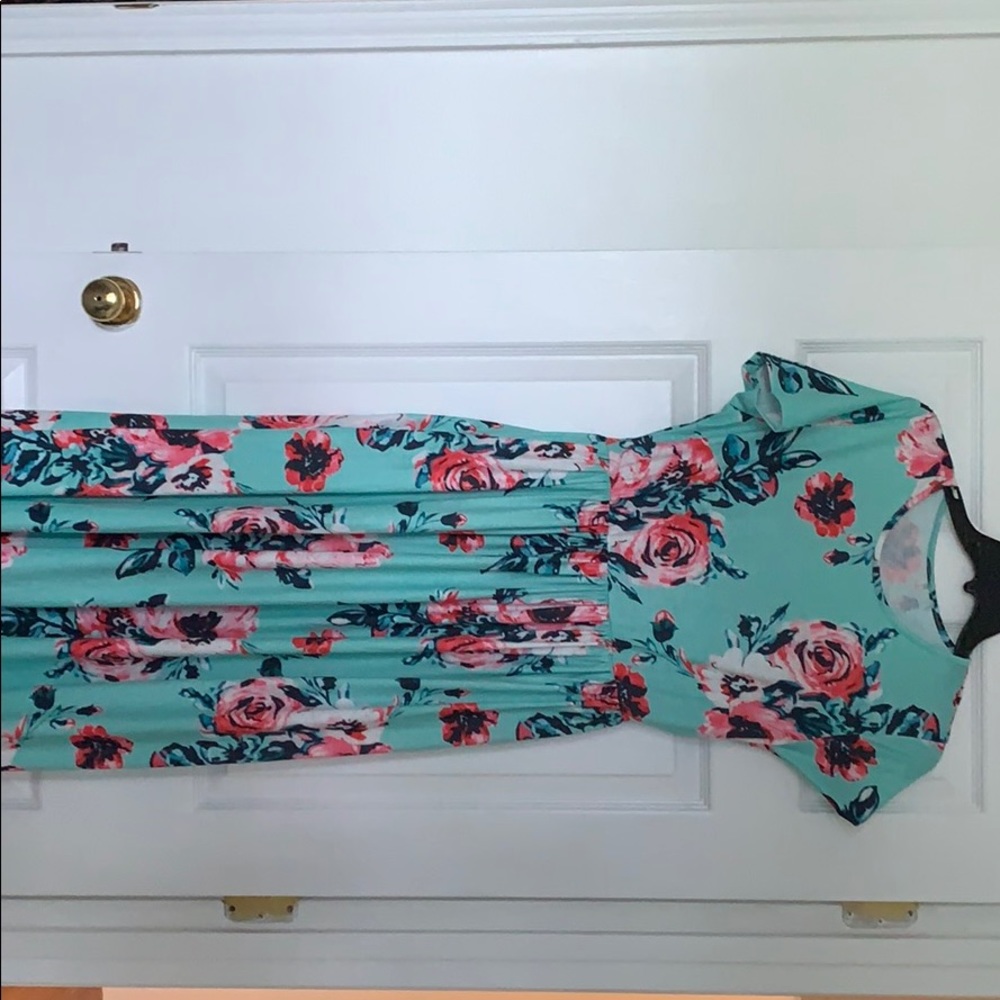 Mint floral long dress